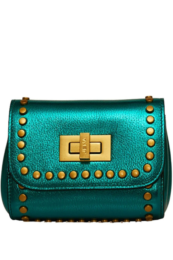 Metallic Green Mini Studded Crossbody Bag