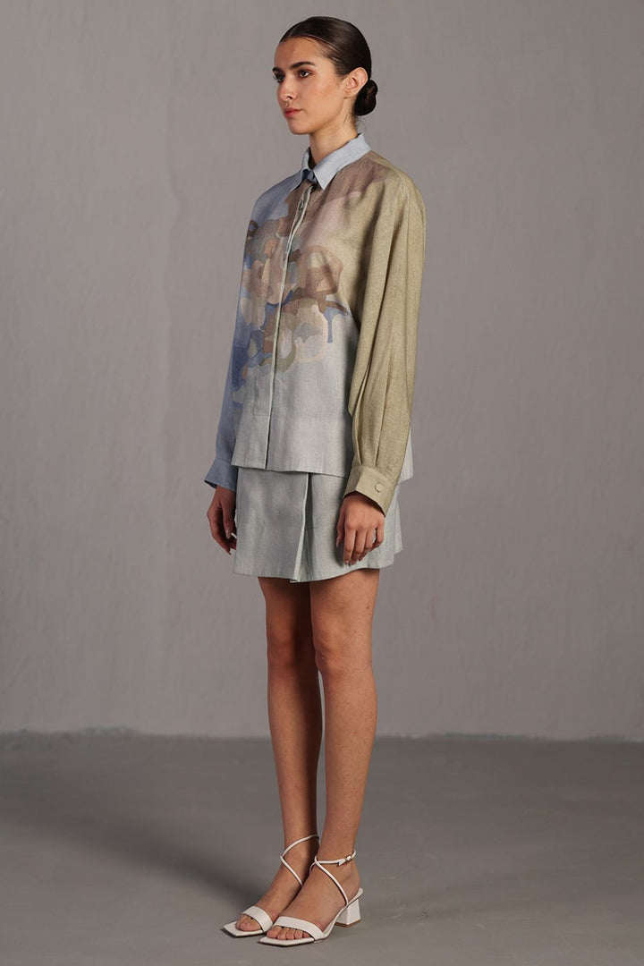 Diffuse pastel blue & green skirt set