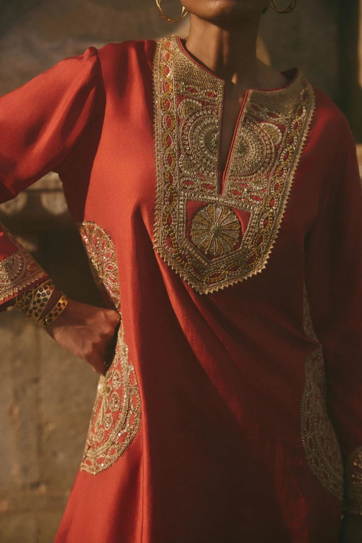 Red Short Kurti Co-ord Set