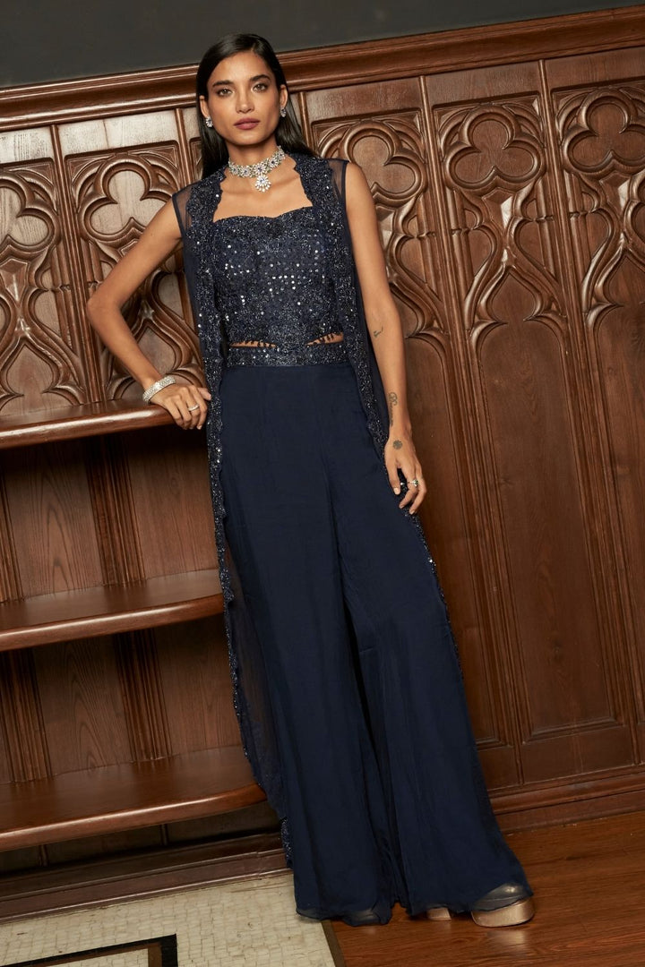 Navy Corset With Jacket Set