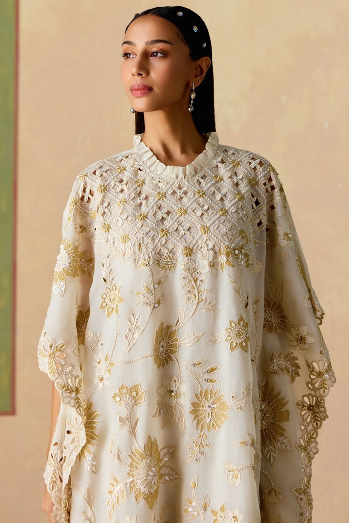 Ivory and gold long kaftan