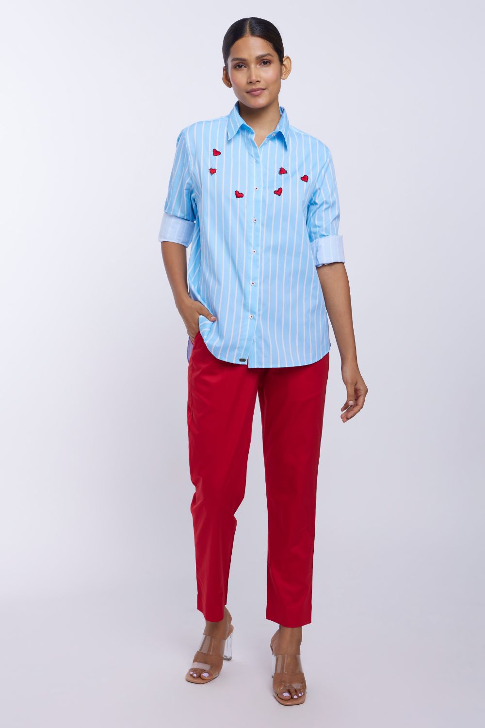 Blue Stripe Red Heart Shirt