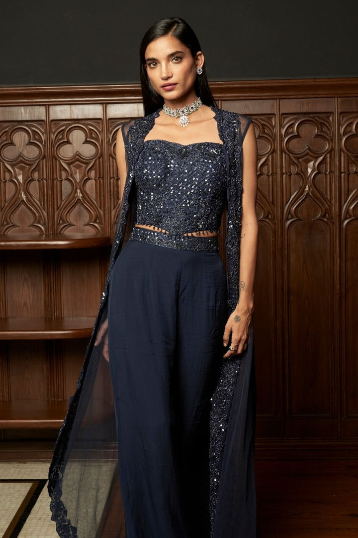 Navy Corset With Jacket Set