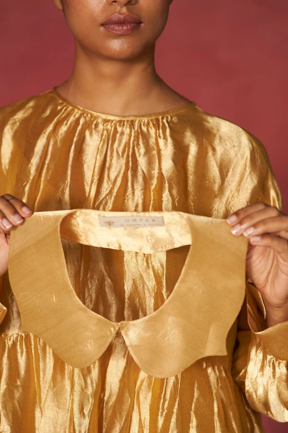 Durru Gold Tanchoi Tissue Dress