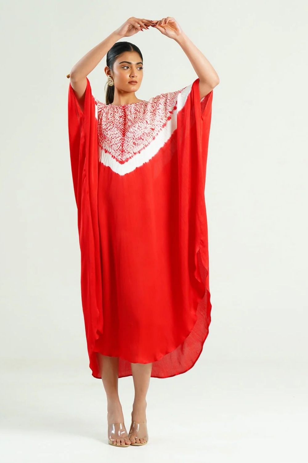 Kaftan Shibori - Scarlet Red / Ivory