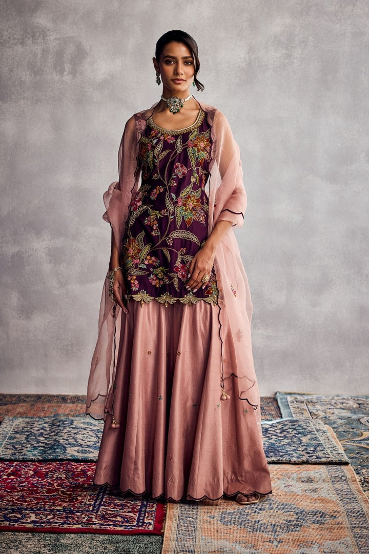 Dark Purple Sharara Set