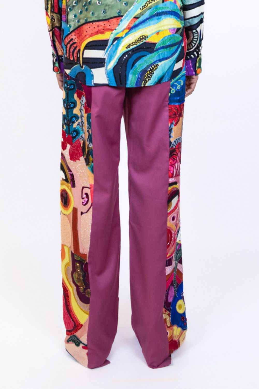 Embroidered fitted trouser