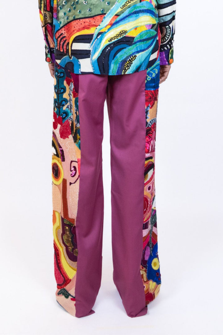 Embroidered fitted trouser