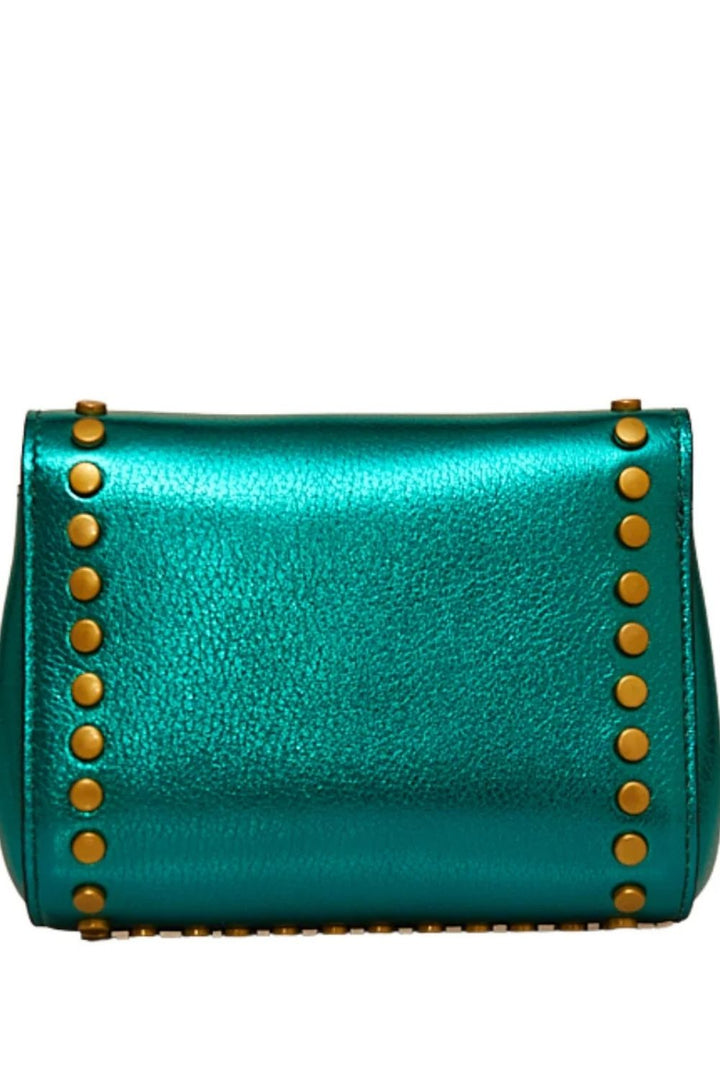 Metallic Green Mini Studded Crossbody Bag