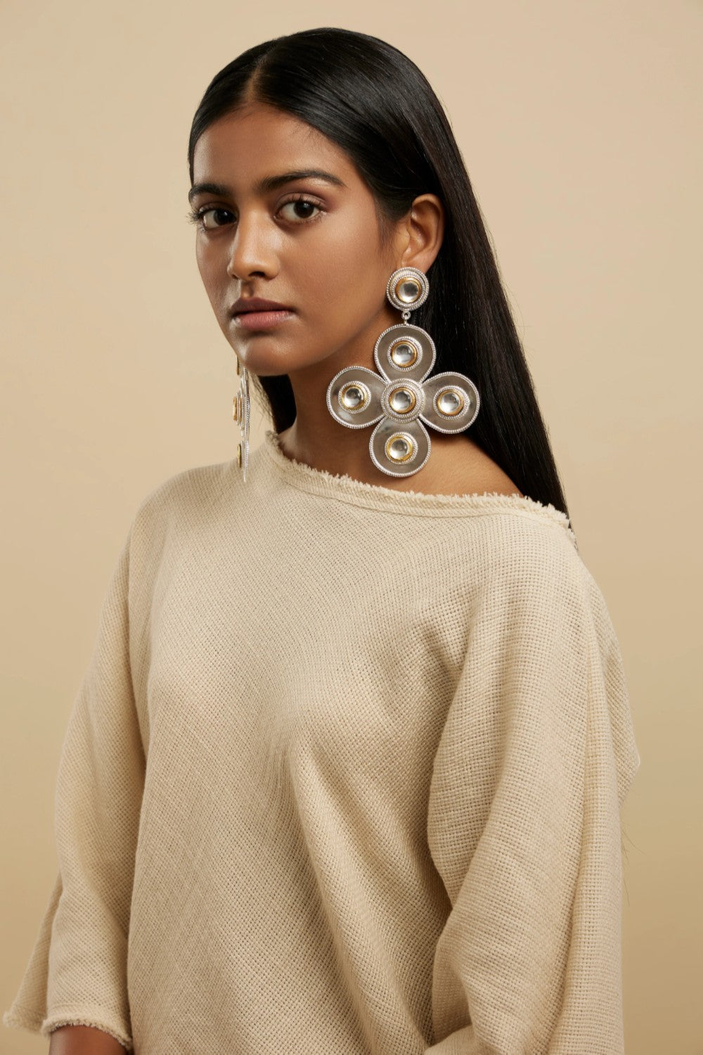 Polki Church Flower Earring