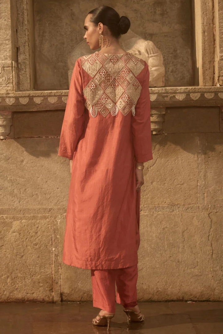 Red Rust Kurta Co-ord Set