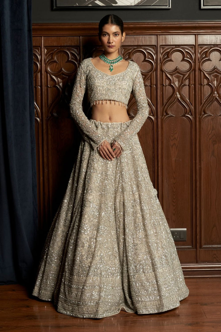 Grey Bridal Lehenga Set