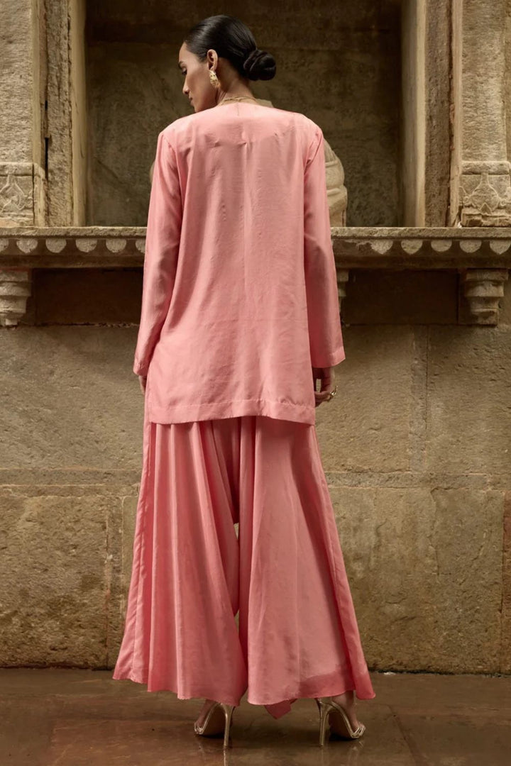 Pink Printed Dhoti Set