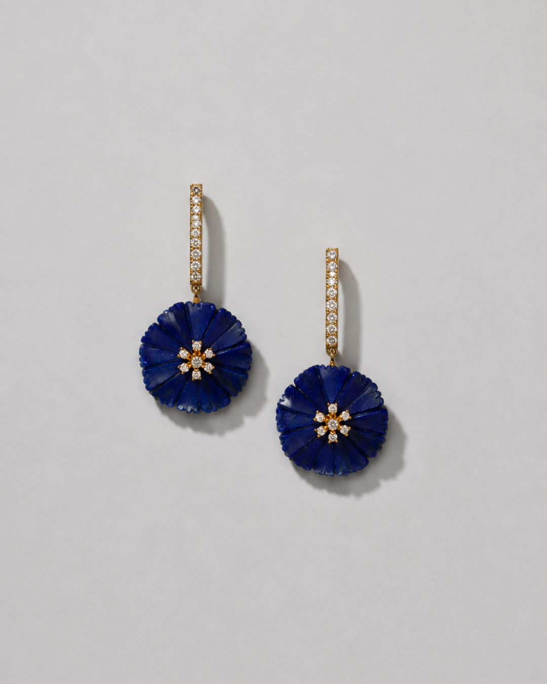 Carved Lapis Flower Earrings