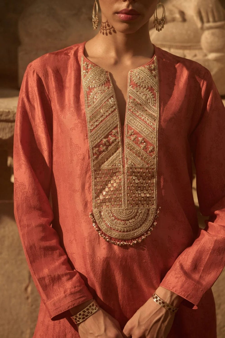 Red Printed Dhoti Set