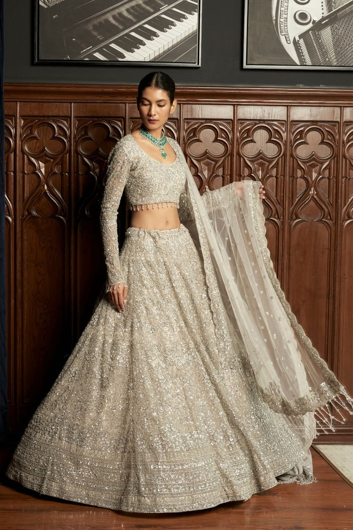 Grey Bridal Lehenga Set