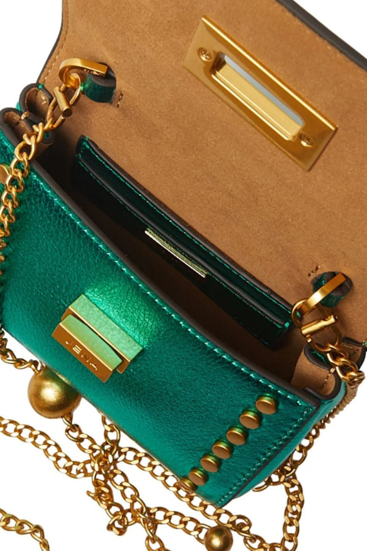 Metallic Green Mini Studded Crossbody Bag