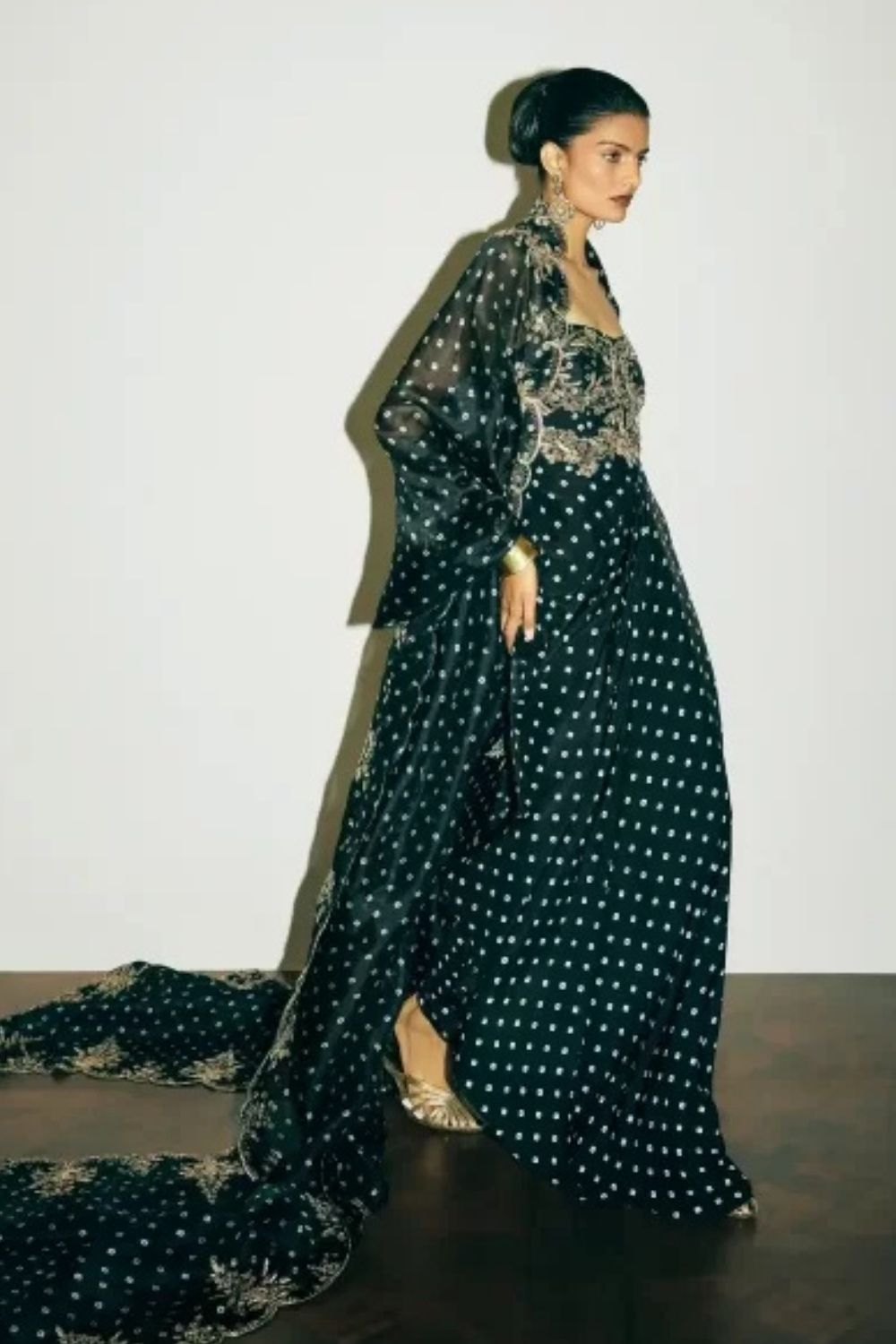 “Solene” Dress with “Venetia” Cape