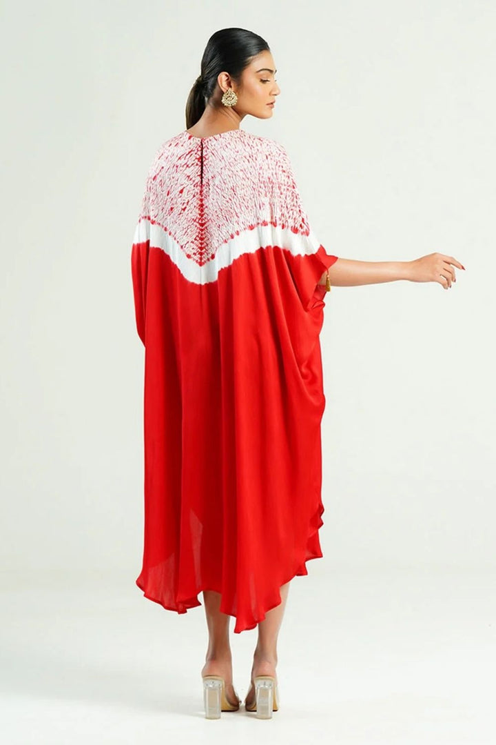 Kaftan Shibori - Scarlet Red / Ivory