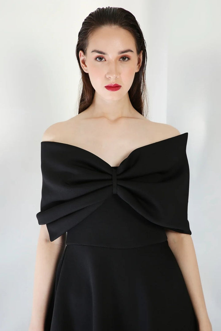 Olive Dress with Bow Wrap in Black (Copy)