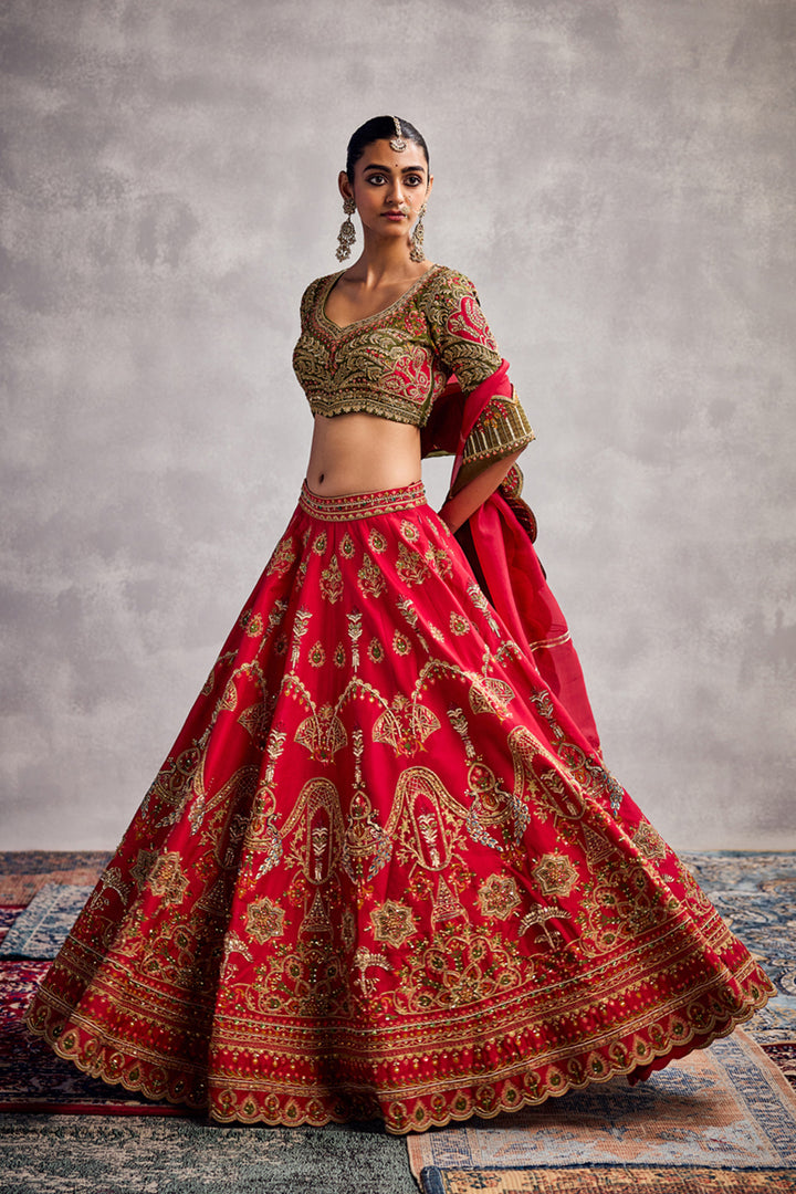 Pure Red Lehenga Set