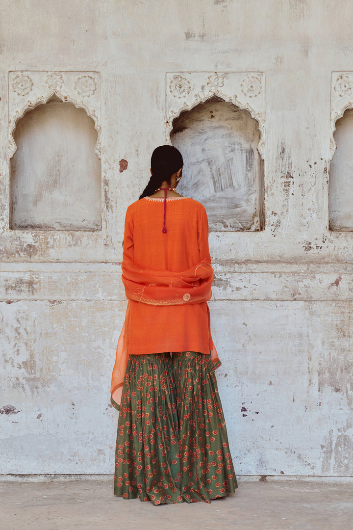 Kesariya Hand Sharara Set