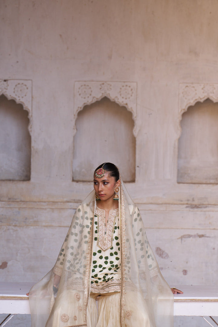 Leher Ivory Sharara Set