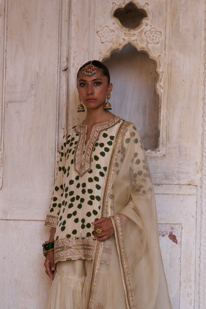 Leher Ivory Sharara Set