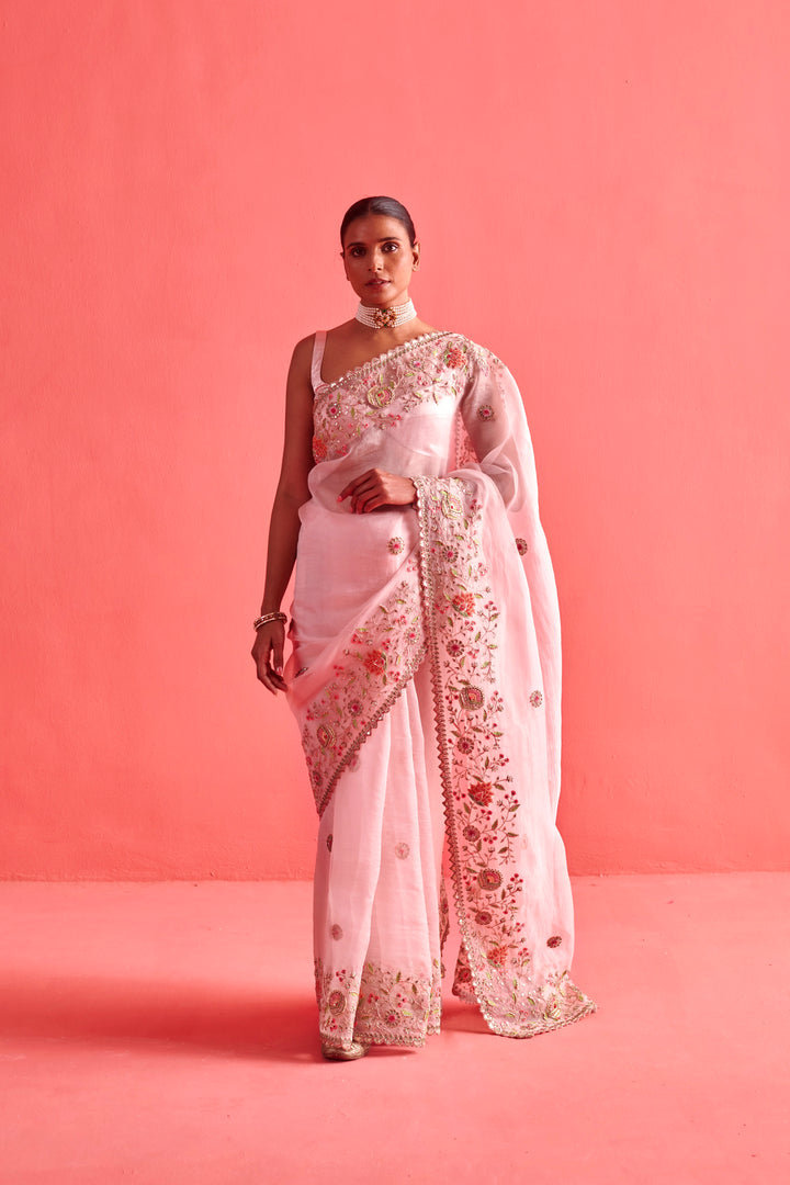 Powdered Pink Saree Set