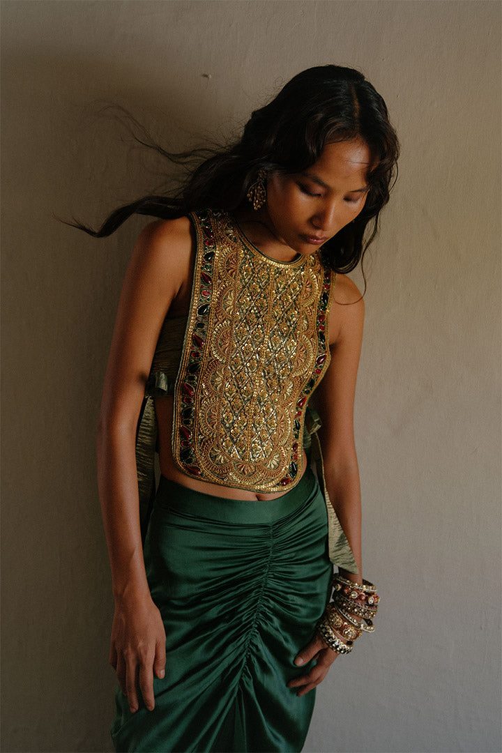 Rajvi Bib Bustier and Skirt Set