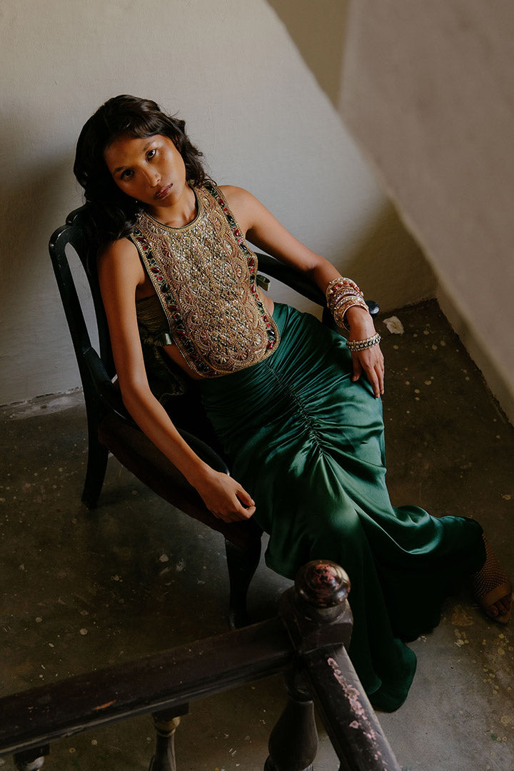 Rajvi Bib Bustier and Skirt Set