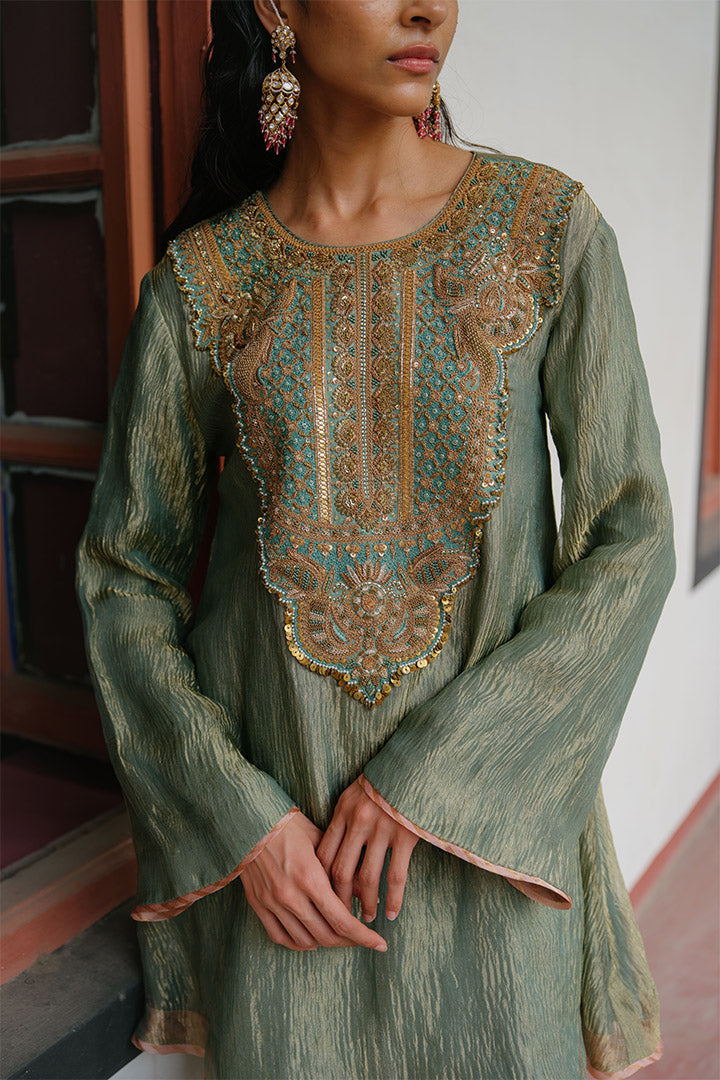 Kesari Kurta Pant Dupatta Set