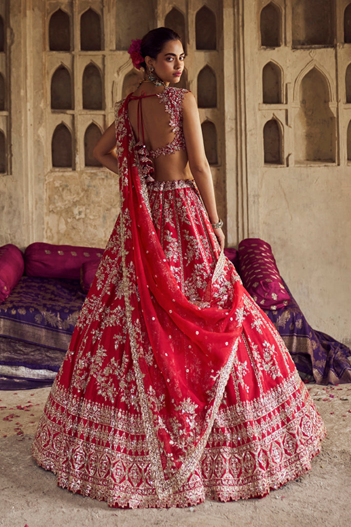 Red Roshini Lehenga Set