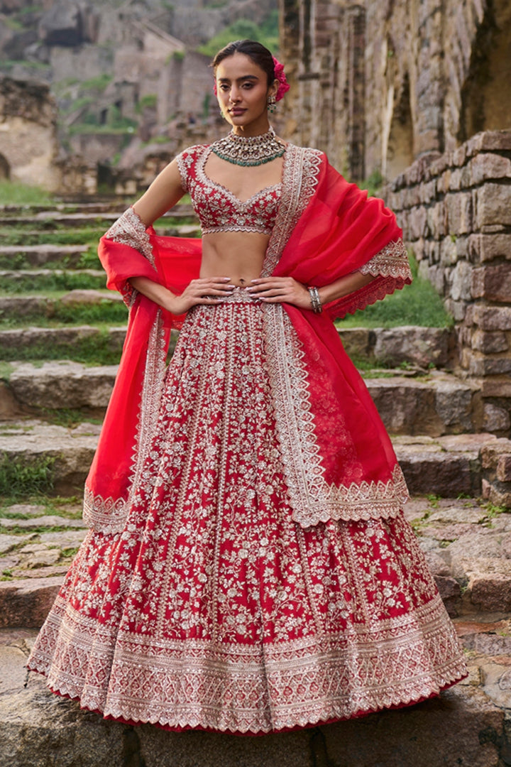 Red Divila Lehenga Set