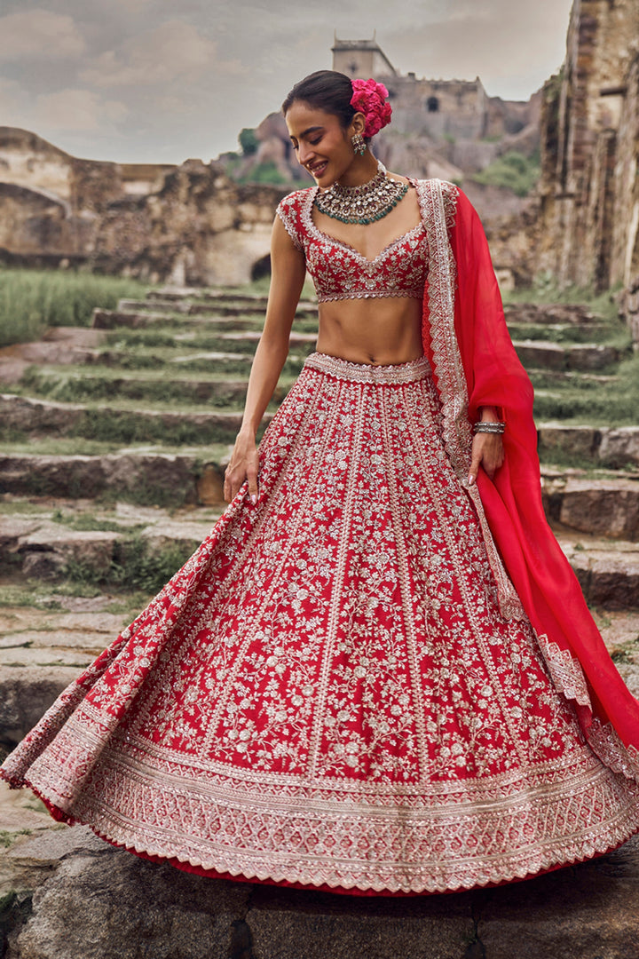 Red Divila Lehenga Set