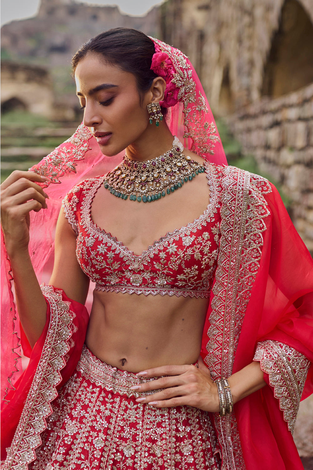 Red Divila Lehenga Set