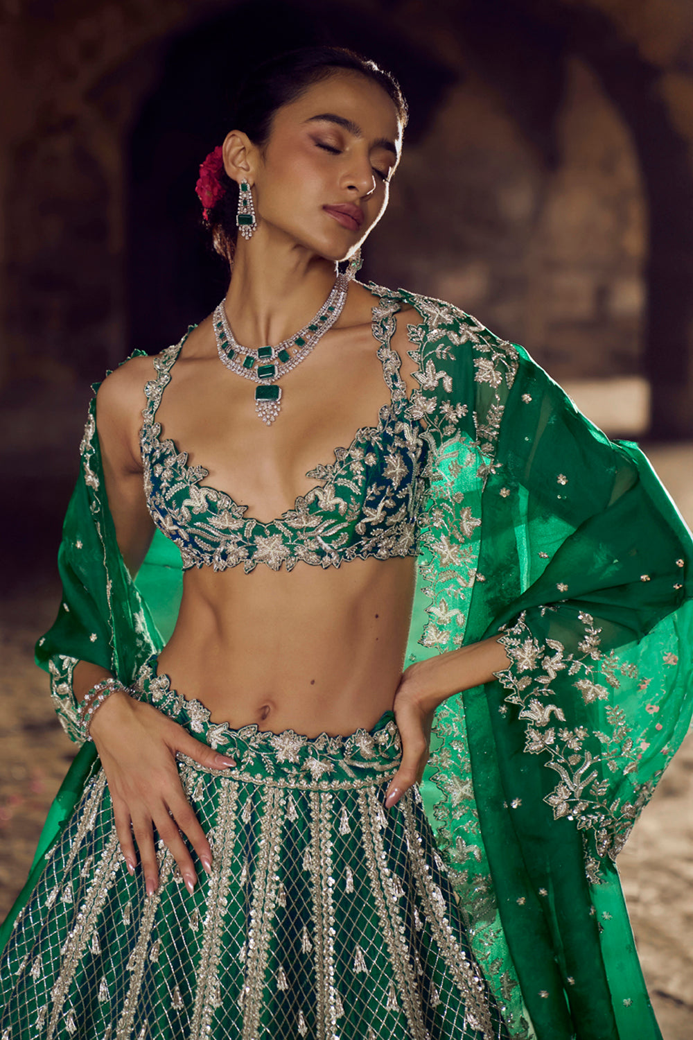 Emerald Green Hustle Lehenga Set