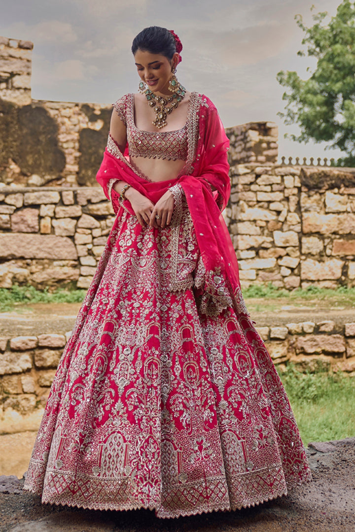 Cherry Red Anita Lehenga Set