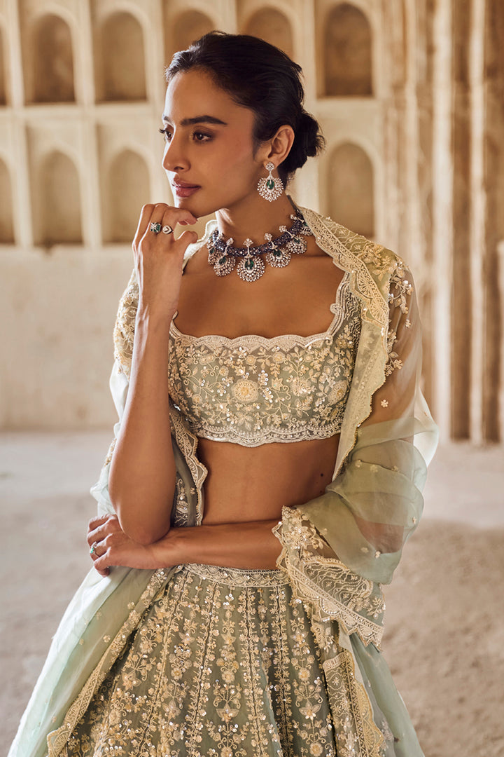 Greyish Ivory Meena Lehenga Set