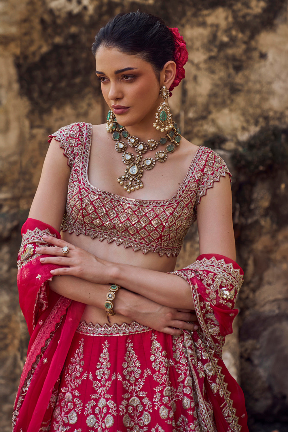 Cherry Red Anita Lehenga Set