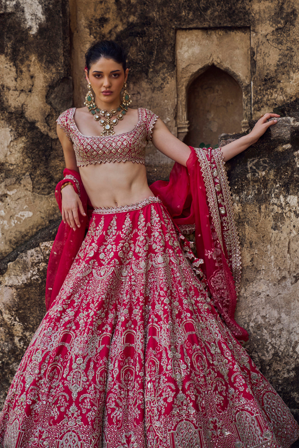 Cherry Red Anita Lehenga Set