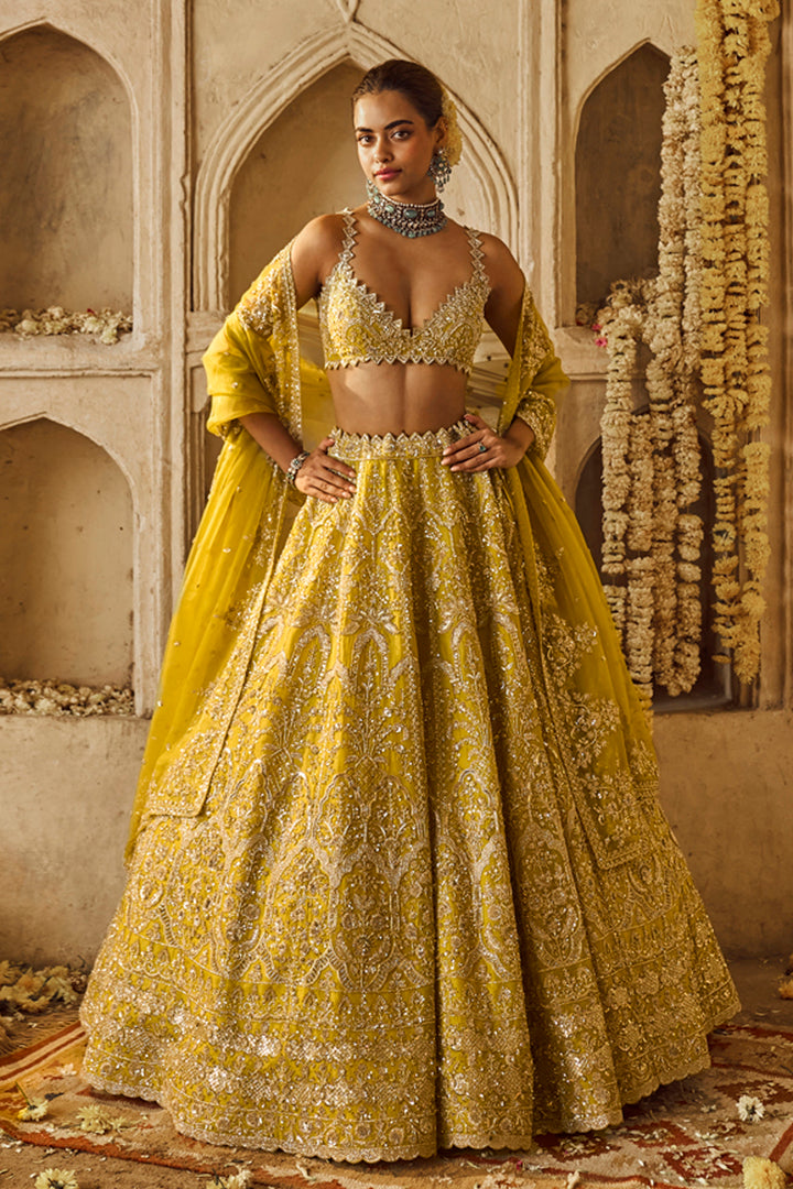 Yellowish Green Sneha Lehenga Set