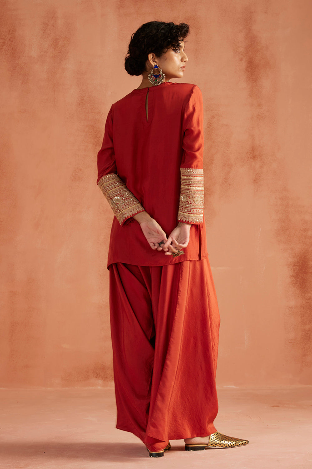 Red Dhoti Co-ord Set