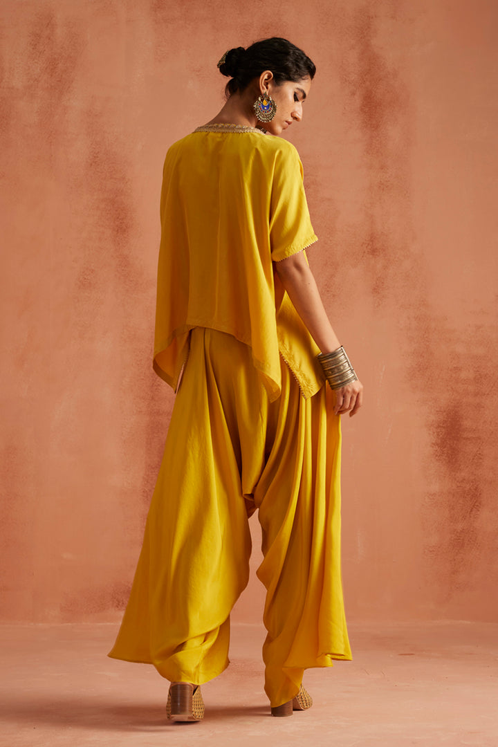 Yellow Kaftan Dhoti Set