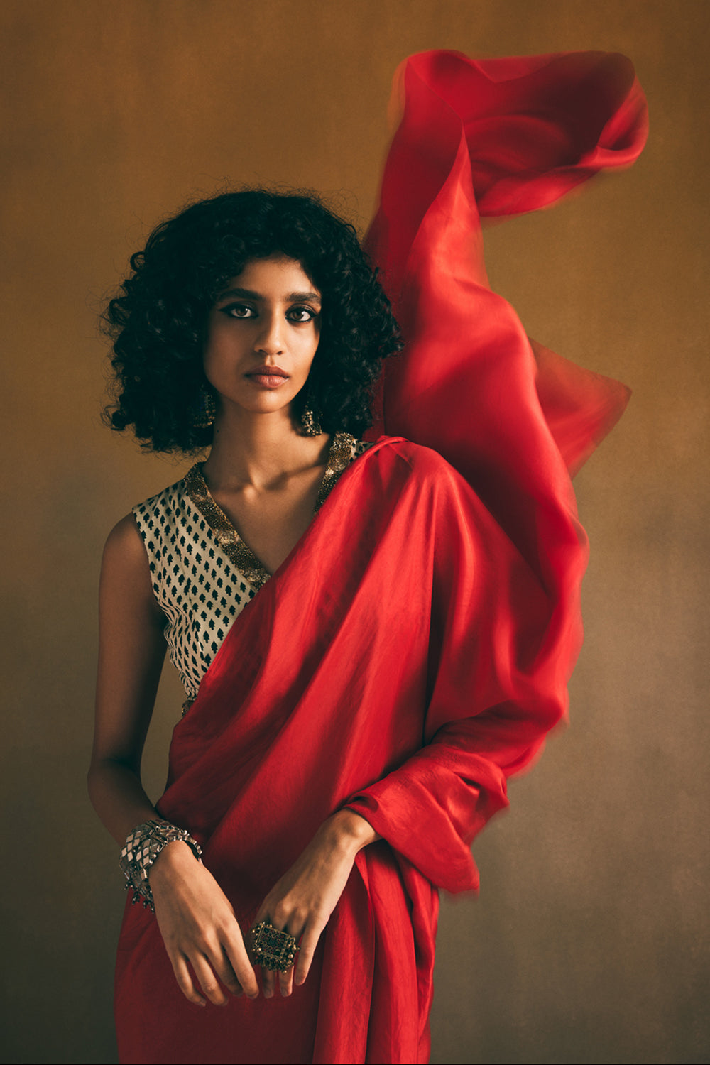 Red & White Saree