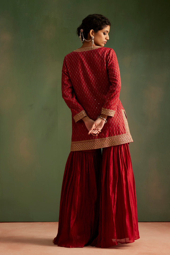 Red Sharara Set