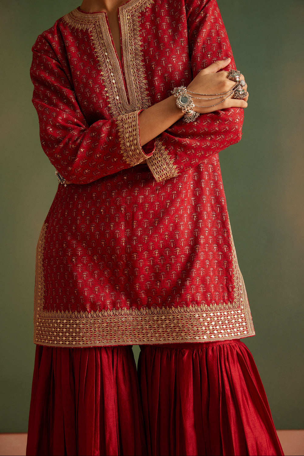 Red Sharara Set