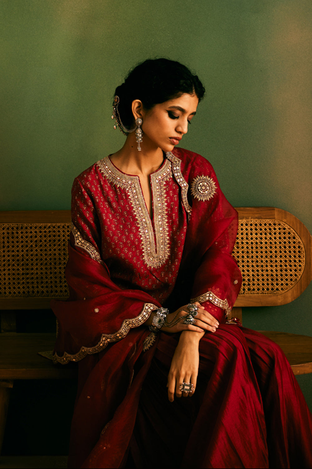 Red Sharara Set