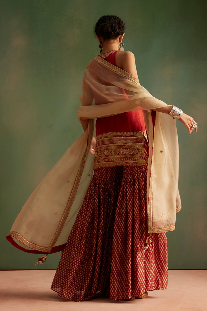 Red Sharara Set