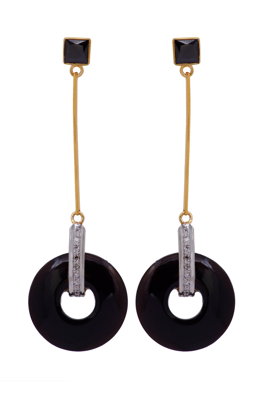 Black Disc Earrings
